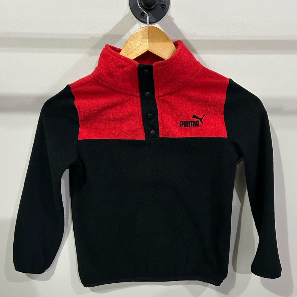 Red & Black Boy’s Puma Fleece Pullover Sweater | Size 6
